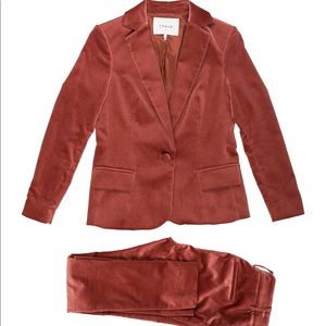 Frame Velvet Pant Suit High Rise Orange Pink  0